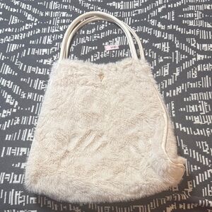 Victoria Secret Cream Faux Fur Tote Bag